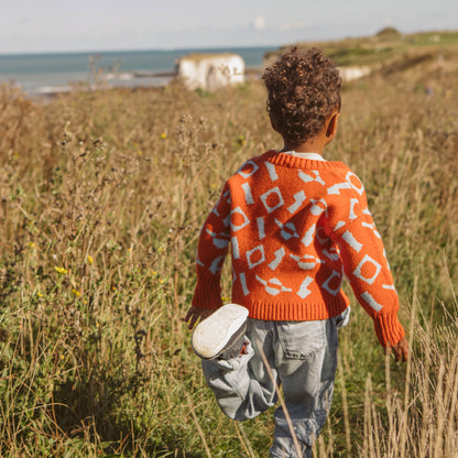 CUT AND STICK KID'S CARDIGAN - ORANGE