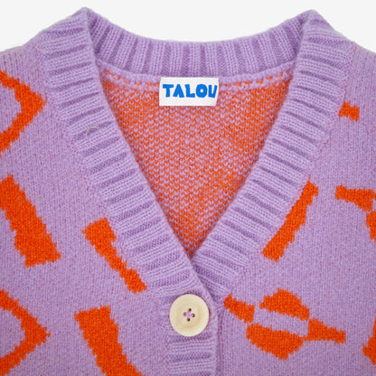 THE CUT AND STICK CARDIGAN - LILAC AND ORANGE - 4-6 YRS