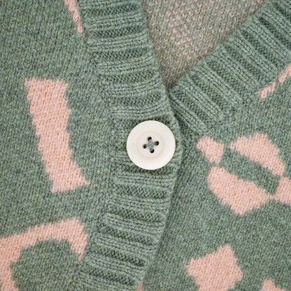 CUT AND STICK KID'S CARDIGAN - SAGE GREEN